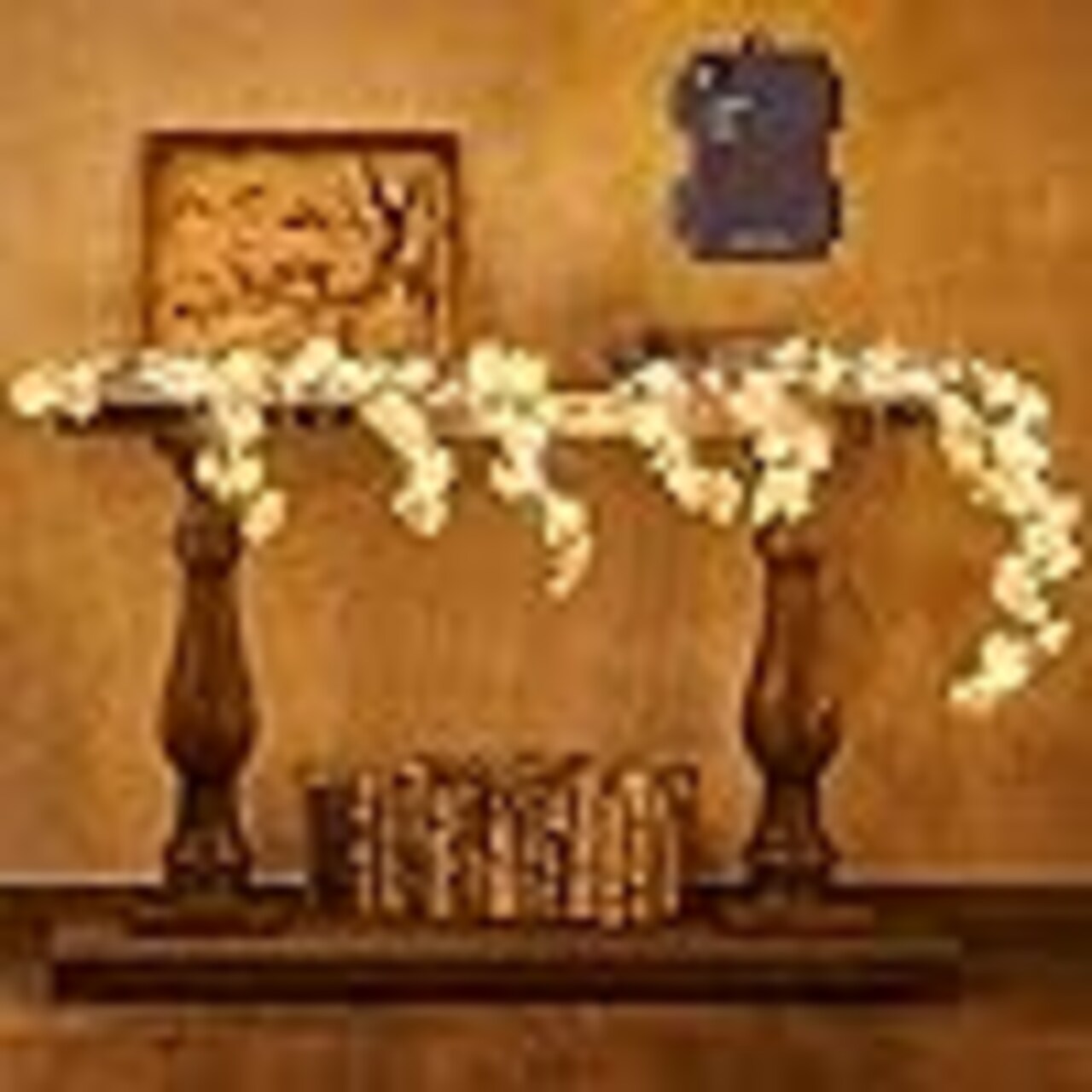6ft Lighted White Cherry Blossom Garland with 96 LED Fairy Lights – Battery Operated Artificial Flower Vine with Timer for Mantle, Table Centerpiece, Wedding, Valentines, Party & Home Decor (White Cherry Blossoms)